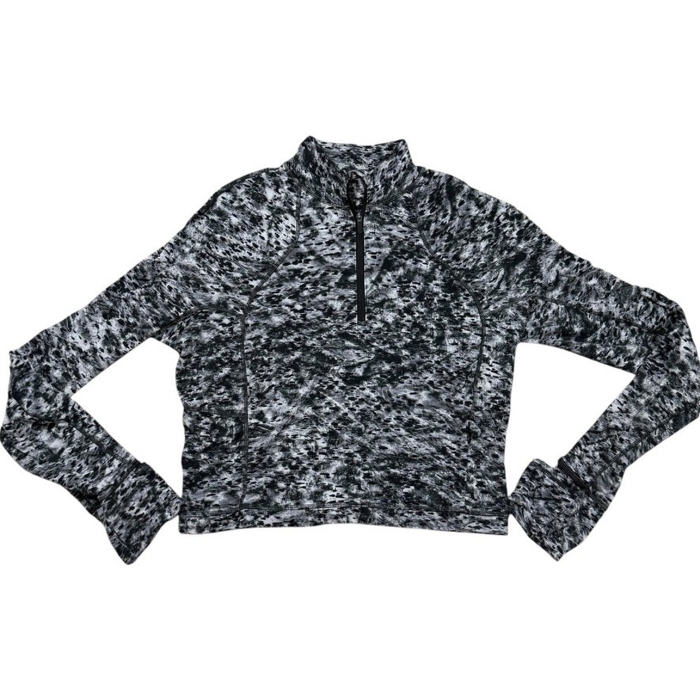 Lululemon Swiftly Tech 1/2 Zip Long Sleeve 2.0 Space Dye Black White Women's 12